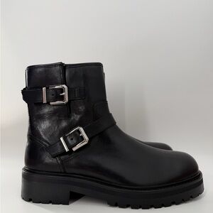 Aldo Men's Carys Leather Ankle Moto Biker Buckle Strap Boots In Black